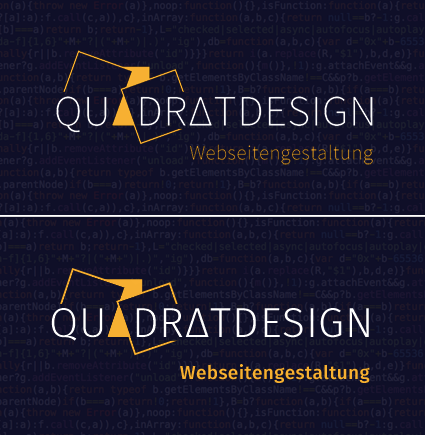 Schriftarten-Vergleich des "Quadratdesign Webseitengestaltung"-Logos: Source Sans Pro und Fira Sans